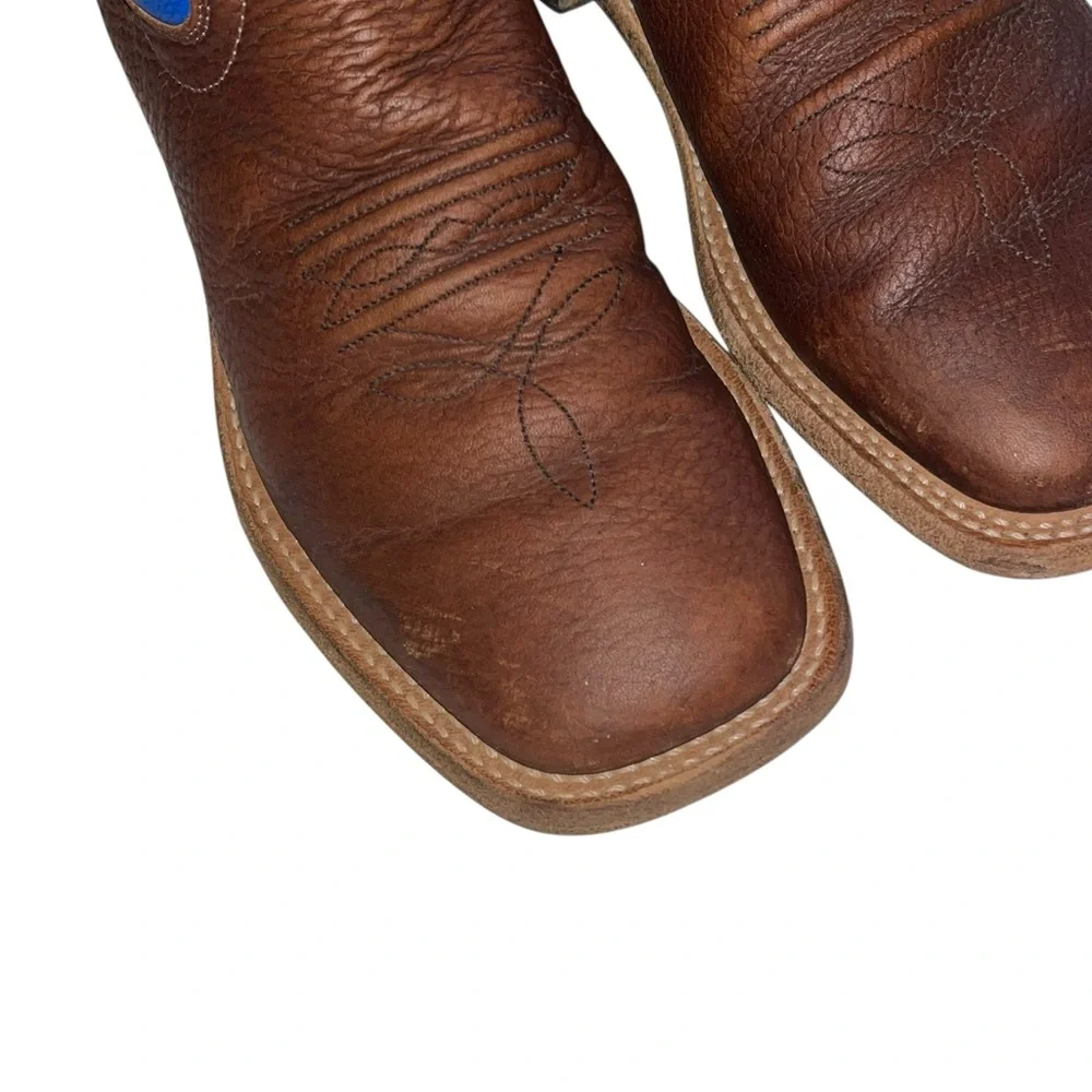 Cody James Brown Leather Blue Top Square Toe Boots